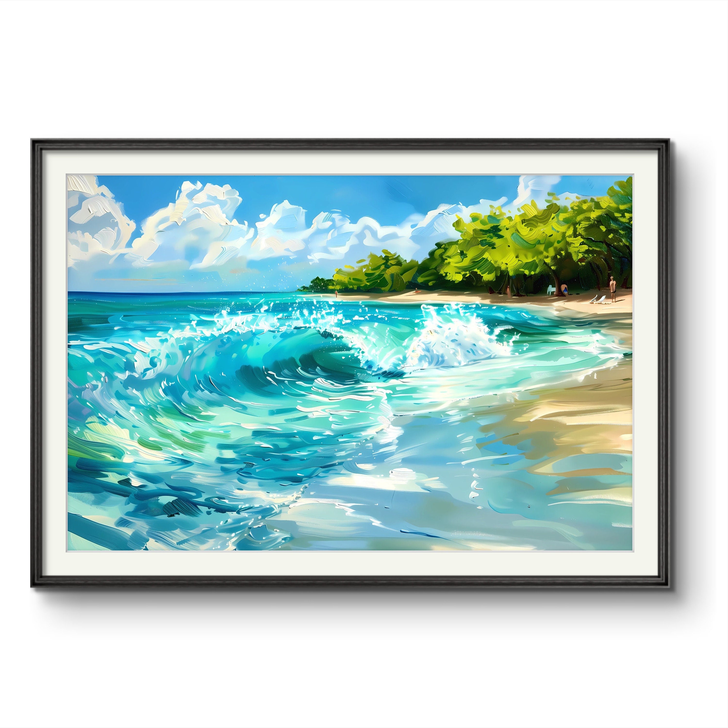 Caribbean Beach Print Barbados Beach Shoreline Art Tropical Art Print ...