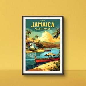 Jamaica Travel Print Poster, Caribbean Gift, Caribbean Travel Poster