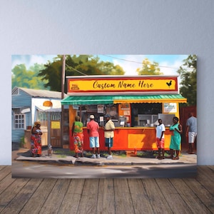 Arte da Jamaica Ideia de presente personalizada e personalizada para o Caribe Arte da Jamaica Adicione seu nome, pôster impresso, presente para jamaicanos ou outros caribenhos