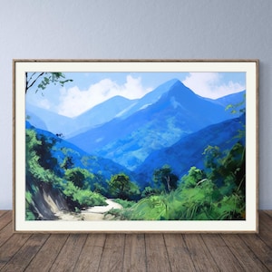 Blue Mountains Jamaica Painting, Caribbean Wall Art, Gift