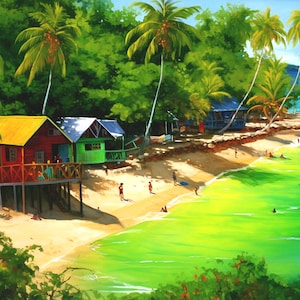 Trinidad Print of Beach Caribbean Gift Idea West Indian Art