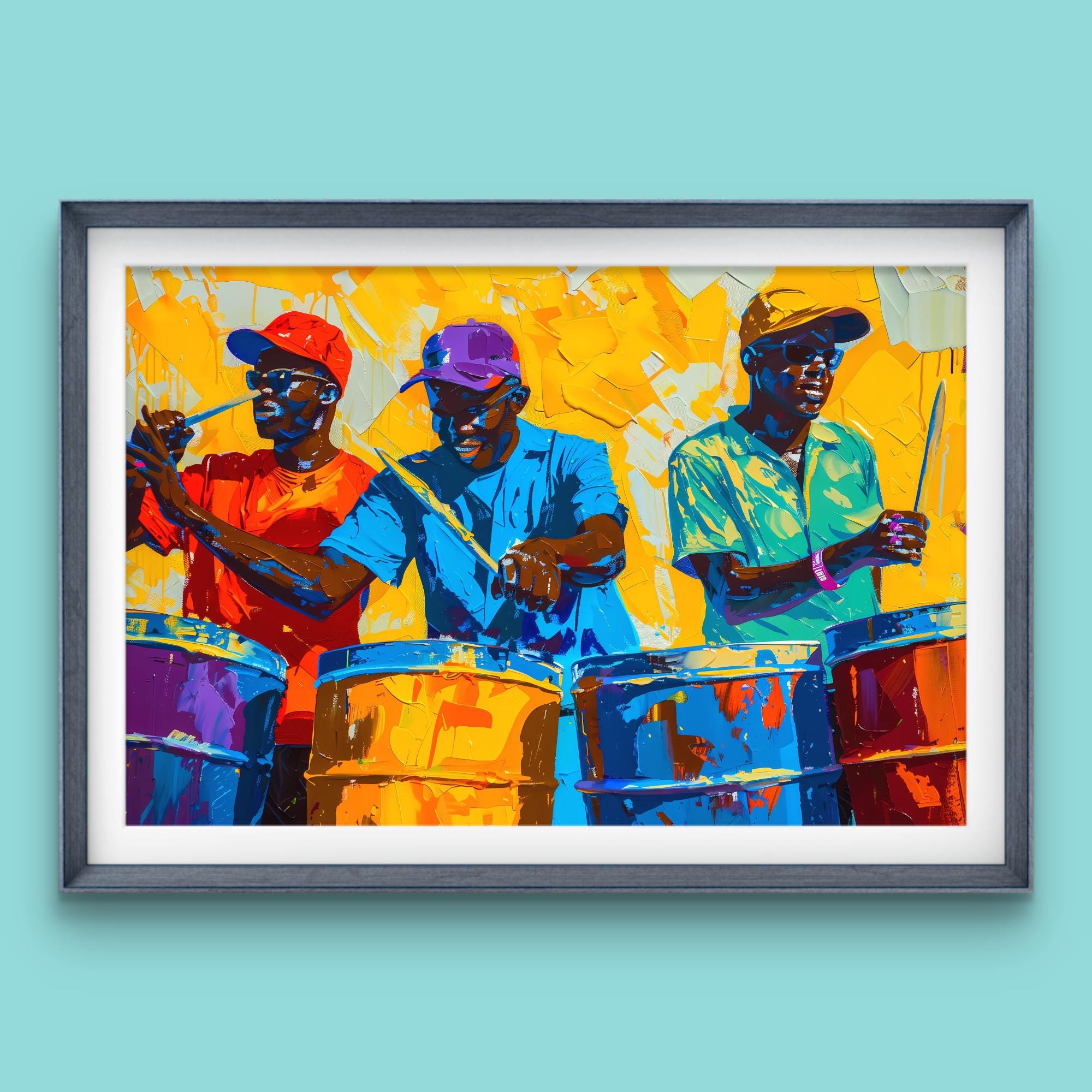 アート・デザイン・音楽 Musica Panhumana Walter de Gruyter&co. Steel Pan Drum Art Print - Bright Caribbean Colors - Trinidad