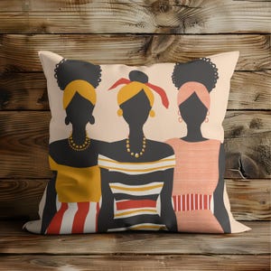 Black Girl Art Pillow, Cultural Diversity Decorative Pillow, Afrocentric Home Decor, Throw Pillow, Living Room Accent, Gift for Her