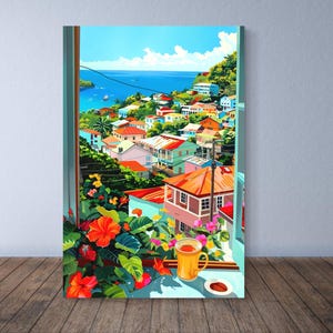 Roseau Dominica Poster – Scenic Caribbean Sea View – Matte Art Print for Wall Decor