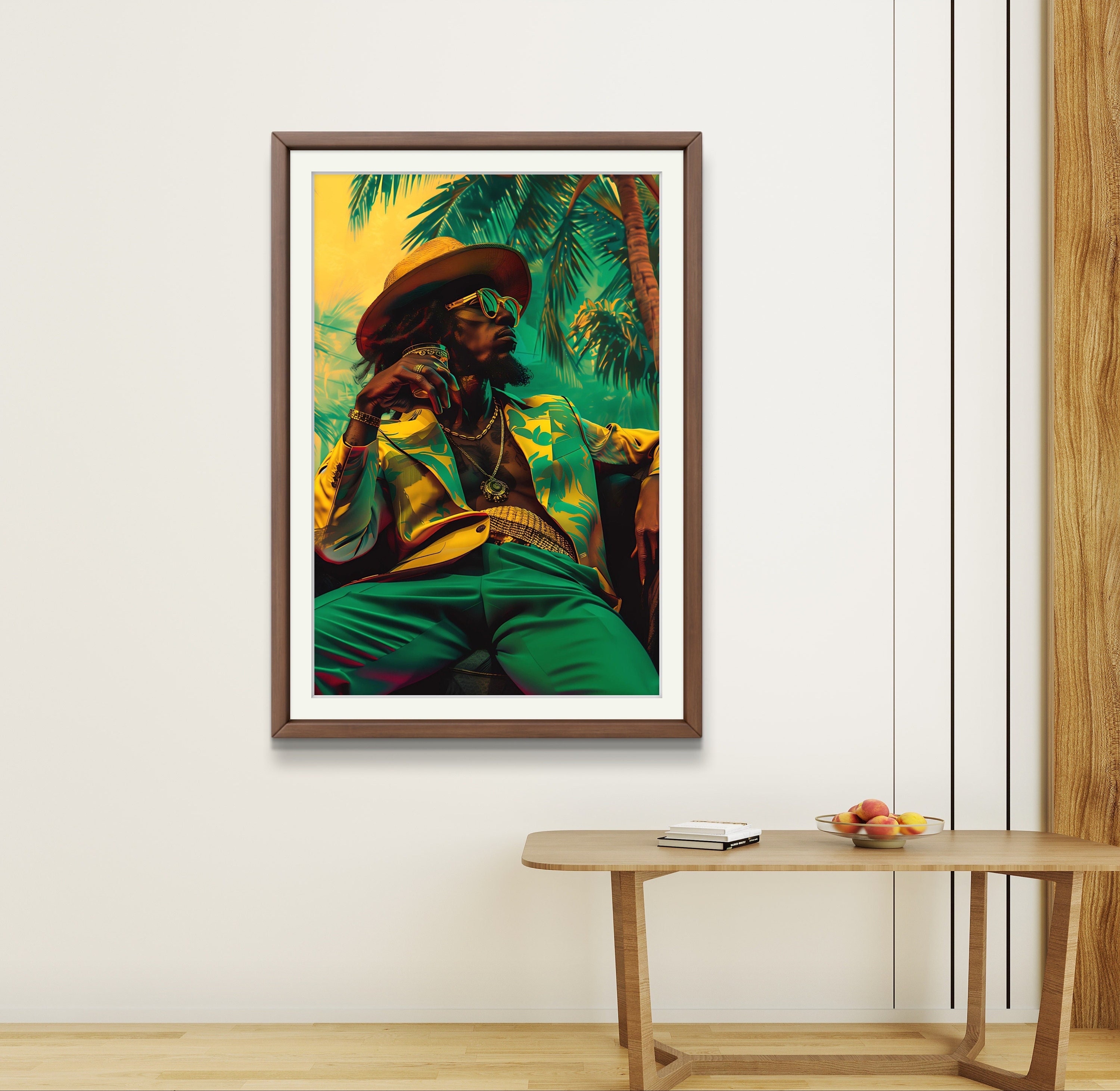 ジャマイカのレゲエ歌手のアートプリント 黒人男性のアート 男の隠れ家