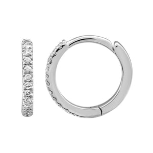 14k White Gold Diamond Mini Round Huggie Earrings