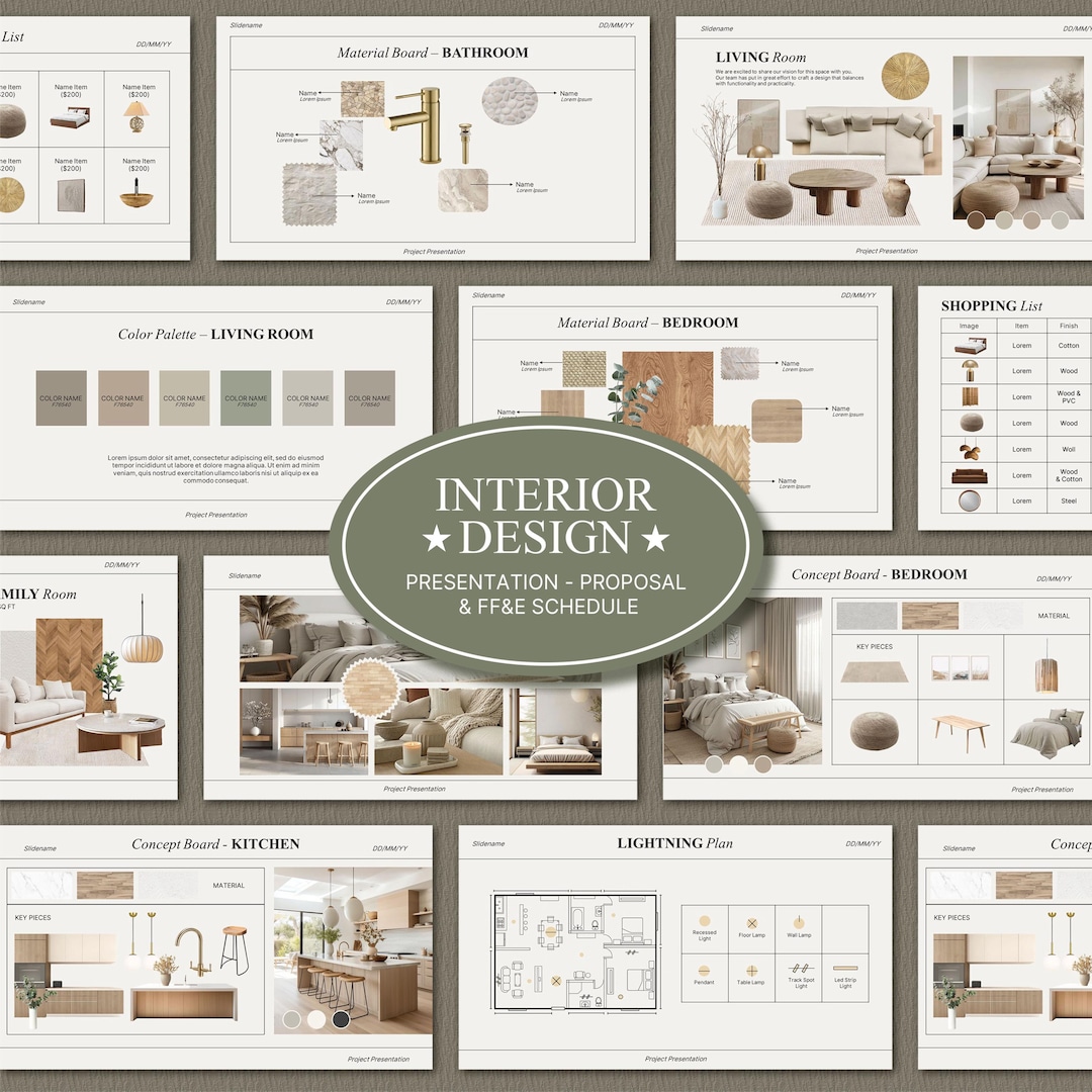 Bundle Interior Design Presentation Template | Project Proposal | FF&E ...