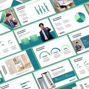 Minimal Grün Powerpoint Vorlage | PPT Modern | Business Präsentation | Minimalistische Vorlagen | Bilder Deck