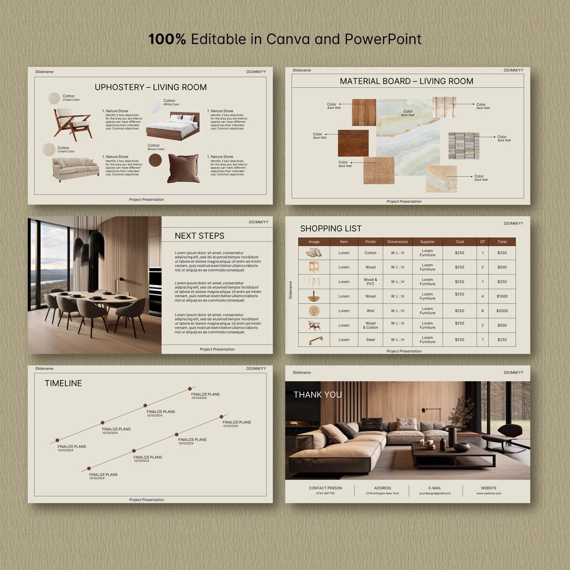 Interior Design Presentation Template | Editable Canva & Powerpoint ...