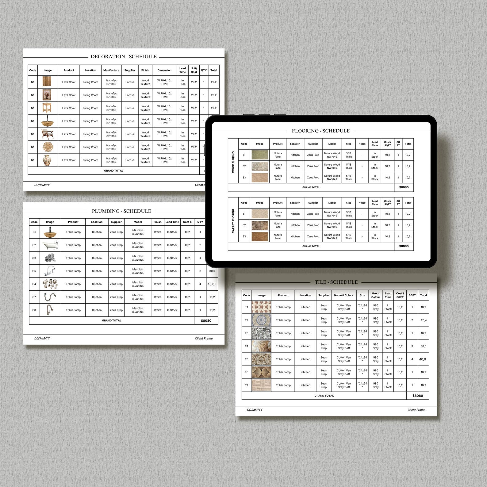 Ffe Schedule Example FF&E Schedule Project | Interior Design Comprehensive | Furniture ...