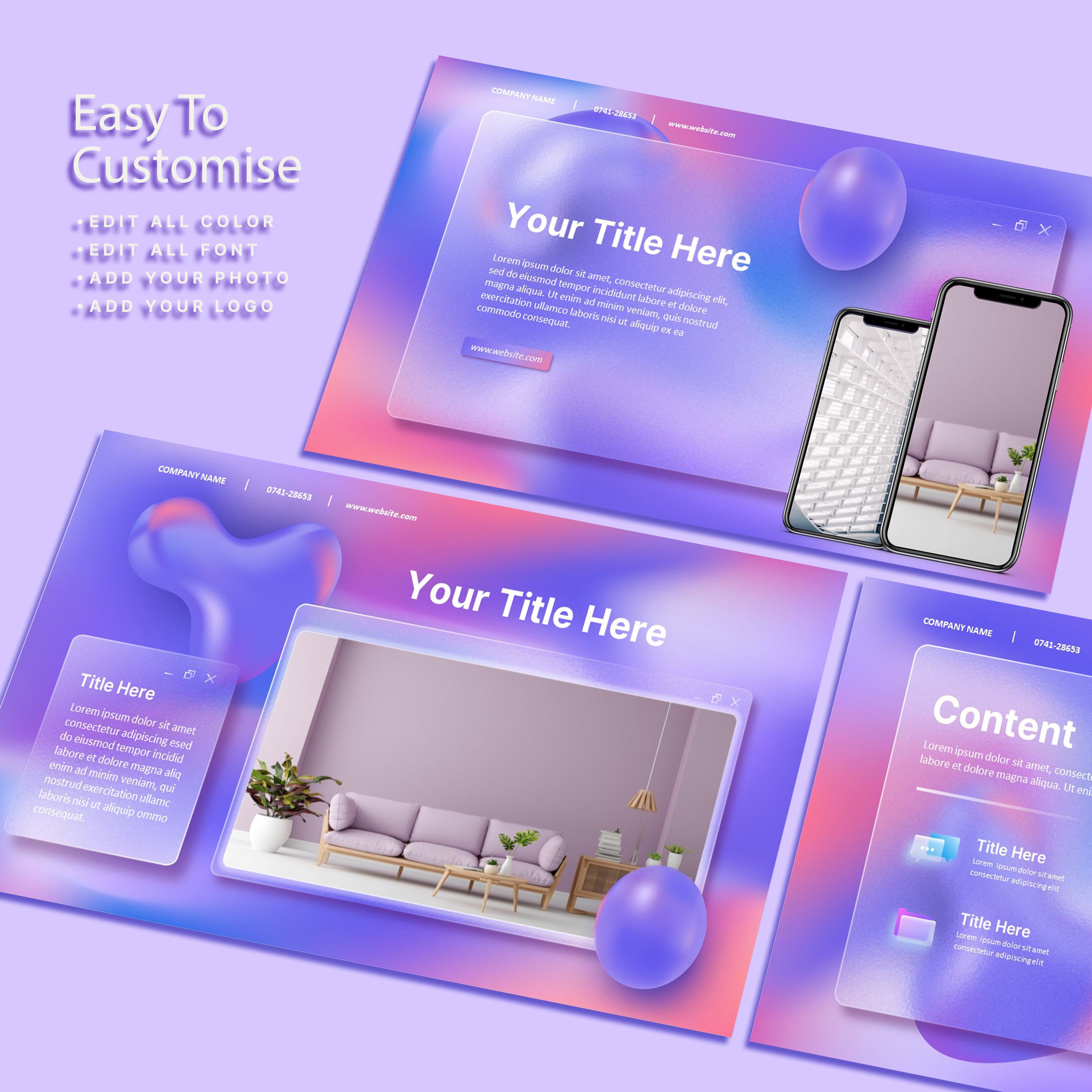 Modern Purple Powerpoint Template | PPT Gradient | Minimalist ...