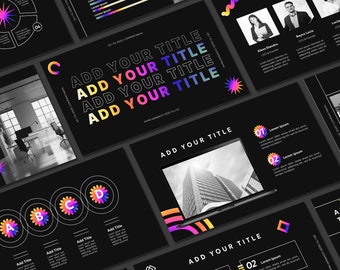 Black Gradient Powerpoint Template | Business Presentation | PPT Minimalist | Marketing Strategy | Pitch Deck