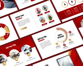 Red and Gold Powerpoint Template | Business Presentation | PPT Minimalist | Marketing Strategy | Pitch Deck