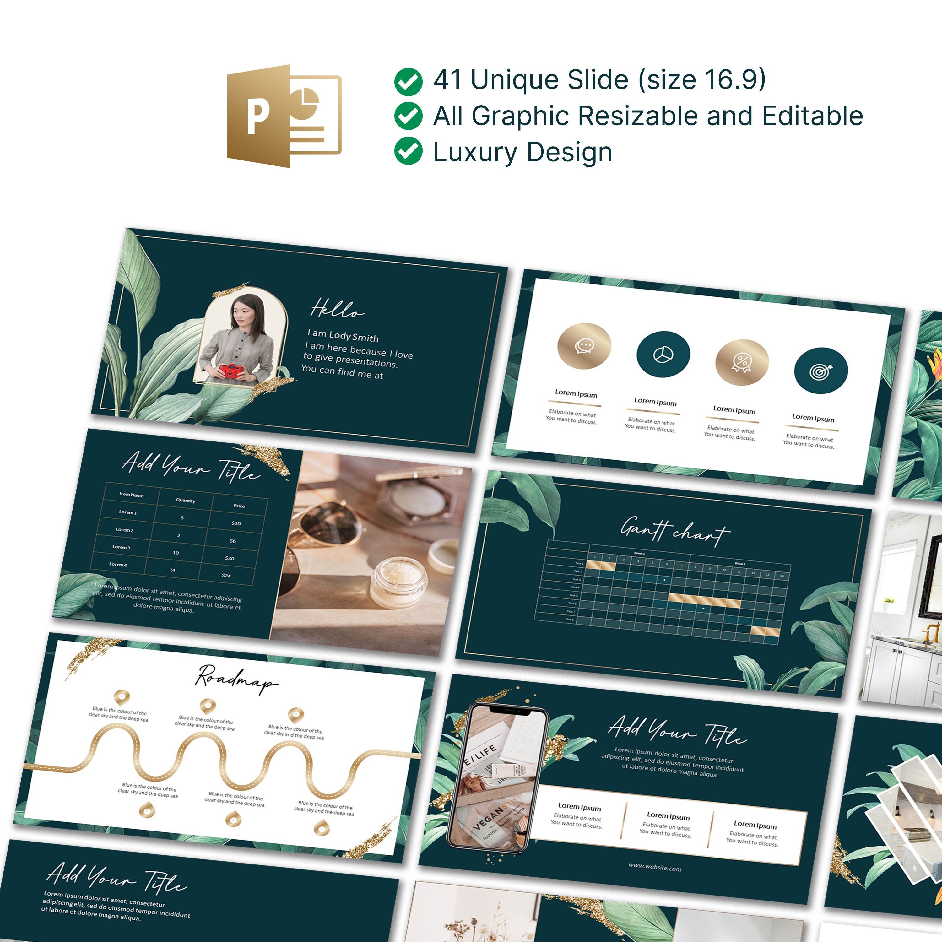 Tropical Powerpoint Template Floral Powerpoint Minimalist Persentation