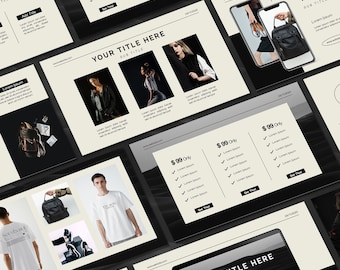 Black and White Powerpoint Template | PPT Minimalist | Fashion Business Presentation | Monochrome Clean