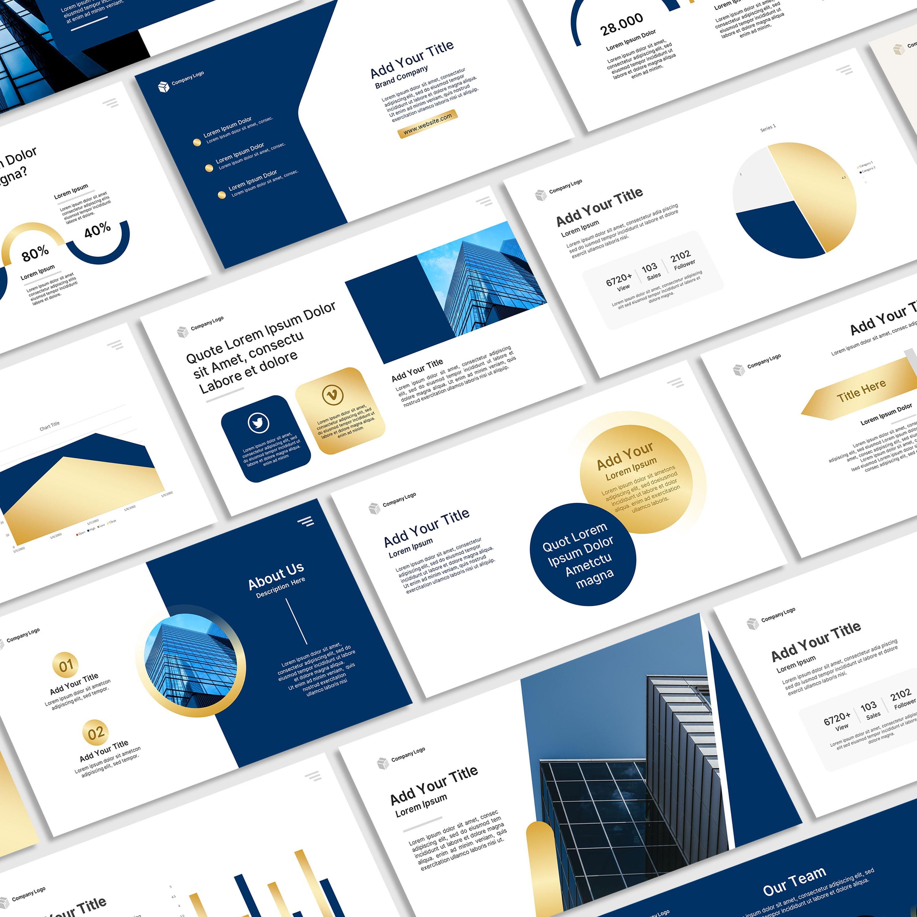 Luxury Business Presentation Template – Canva and Powerpoint – Navy ...