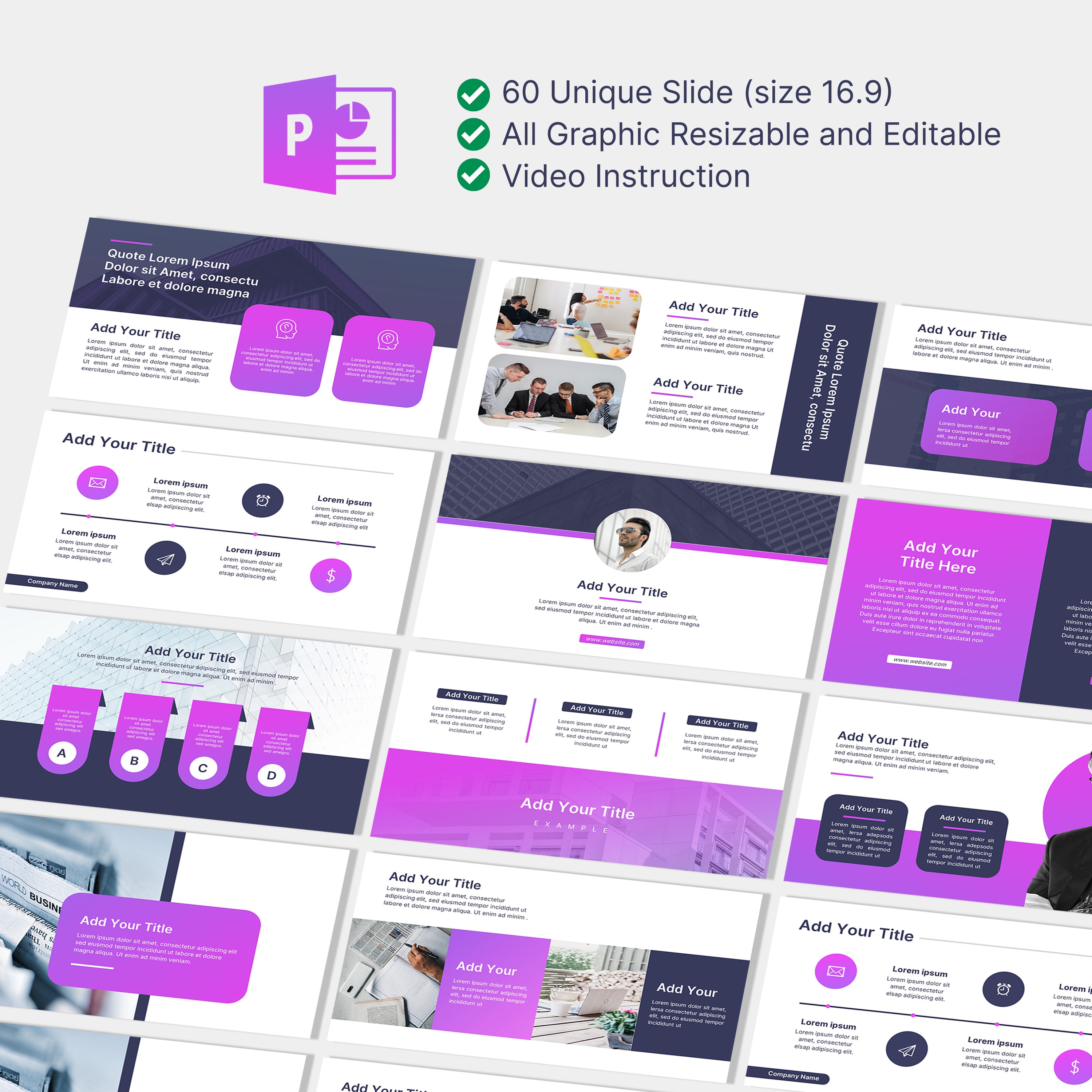 Purple Theme Powerpoint Template PPT Minimalist Presentation Slide ...