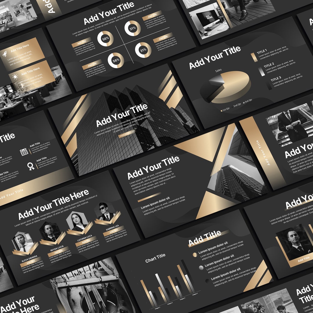 Black Gold Powerpoint 2026, Powerpoint Template, Persentation Slide ...