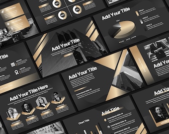 Black Gold Powerpoint 2026, Powerpoint Template, Persentation Slide, Business Strategy, Minimal Modern