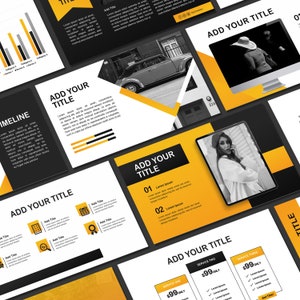 Gelb Powerpoint Vorlage | PPT Minimalistisch | Magazine Stil | Präsentationsfolie | Geschäftsansatz
