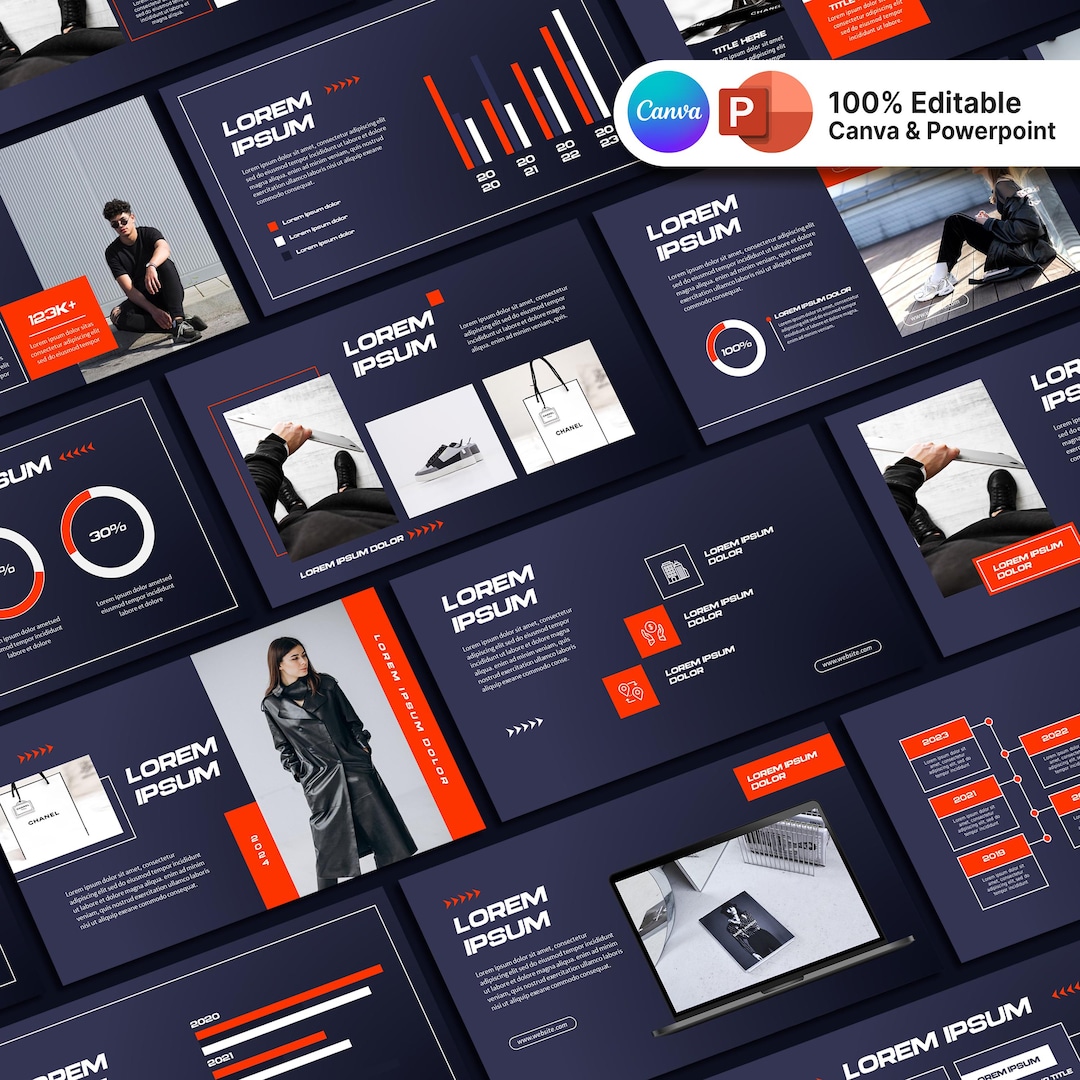 Dark Red Powerpoint Template | Minimalist Business Slides (PPT) - Etsy