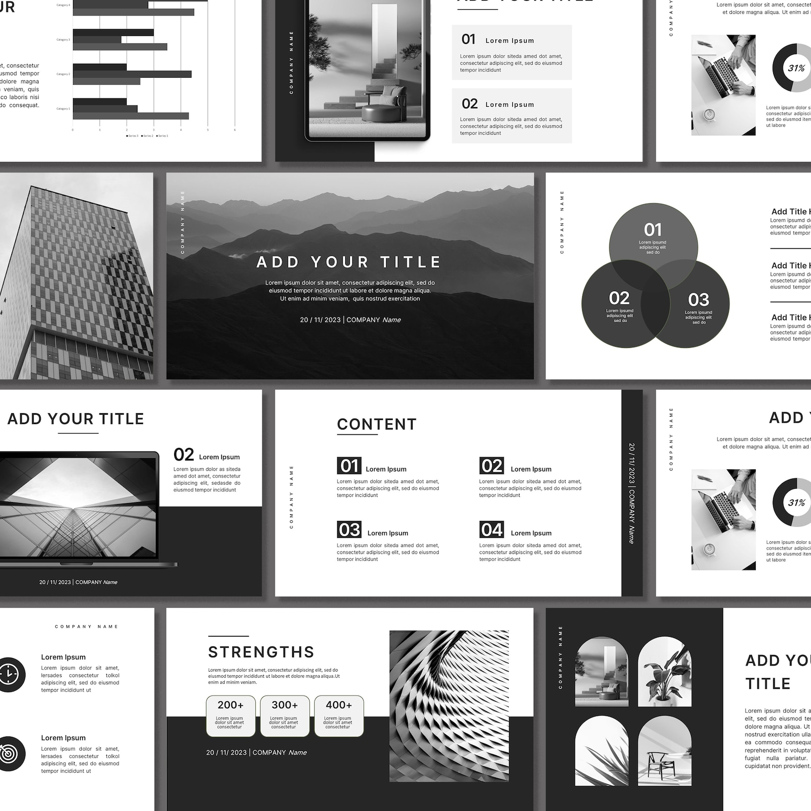 Monochrome Powerpoint Template | Presentation Slide | PPT Minimalist ...