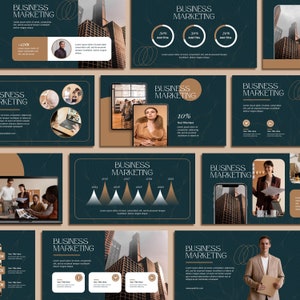 Einfache Powerpoint-Vorlage | PPT Dunkelgrün | Business Präsentation | Minimal Modern | Bilder Deck