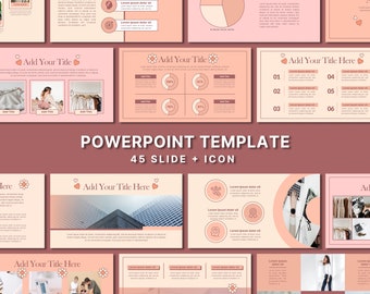 May include: A PowerPoint template with 45 slides and icons. The template features a pink and peach color scheme with floral and heart accents. The slides include various layouts for text, images, charts, and graphs. The template is ideal for presentations on a variety of topics, including business, marketing, and education.