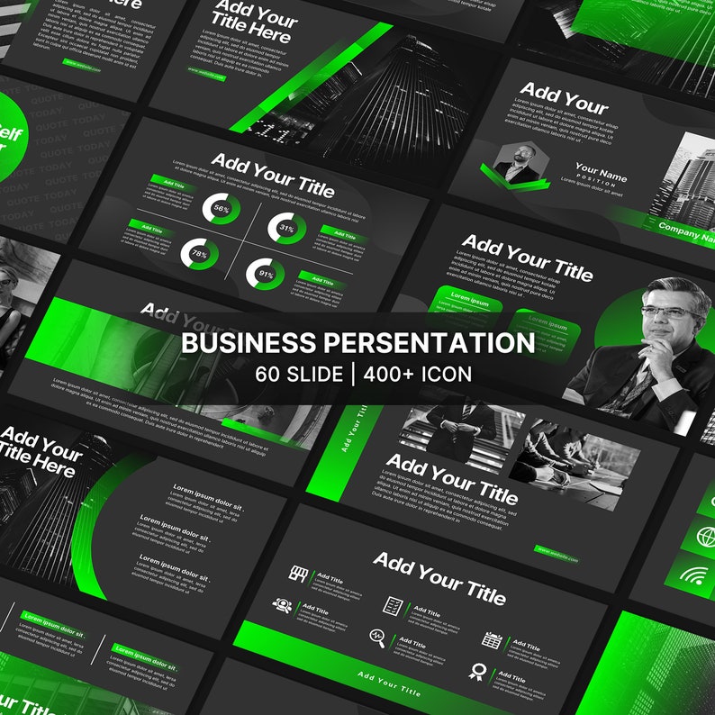 Green Business Presentation Template | Minimalist Slide Deck (PPT) - Etsy