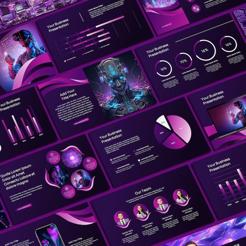 Futuristic Purple Powerpoint Template | Modern Business Slides (PPT) - Etsy