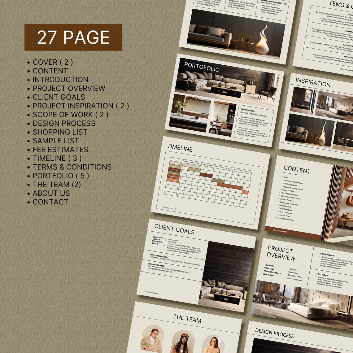 Editable Interior Design Proposal Template for Canva, Client Project - Etsy
