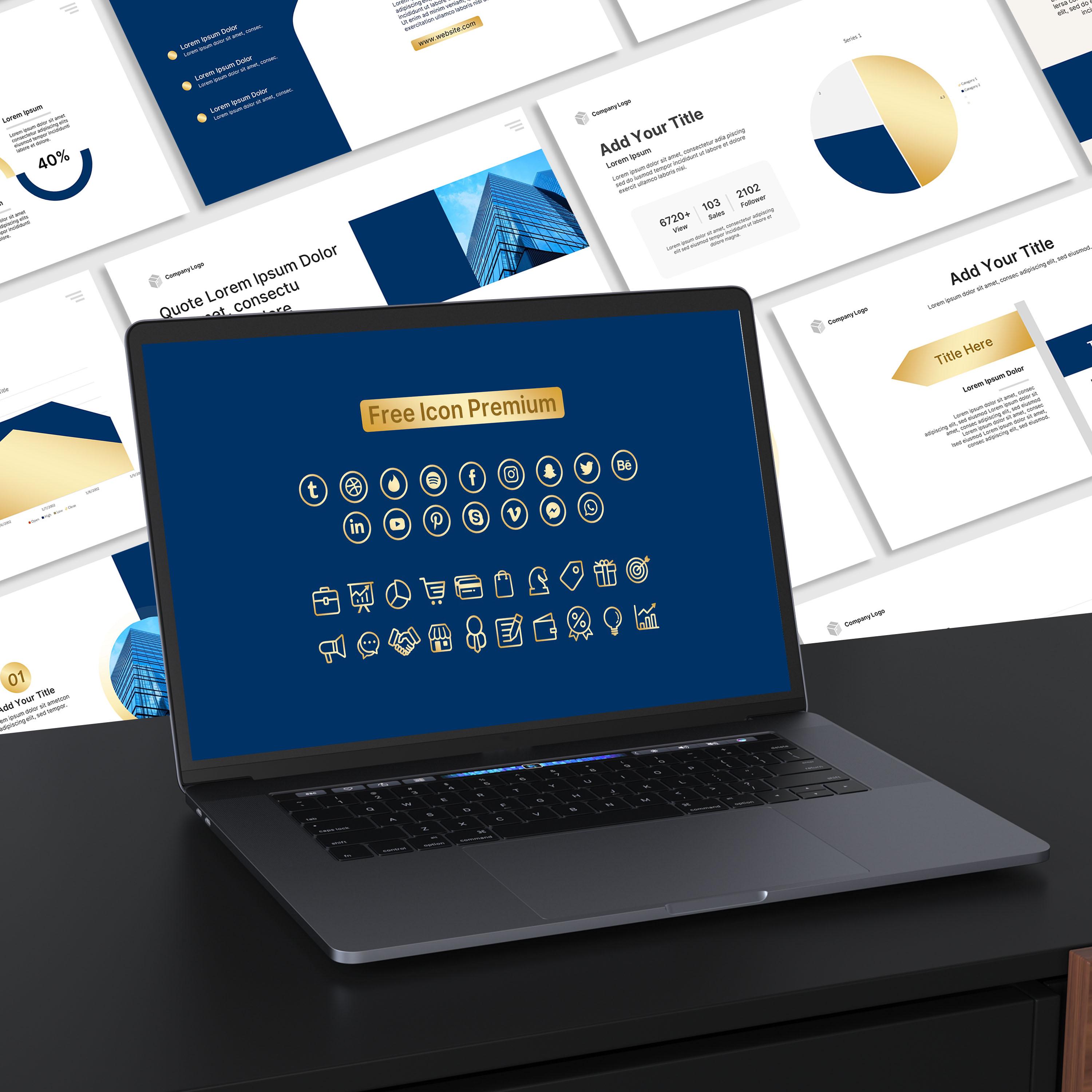 Luxury Business Presentation Template – Canva and Powerpoint – Navy ...