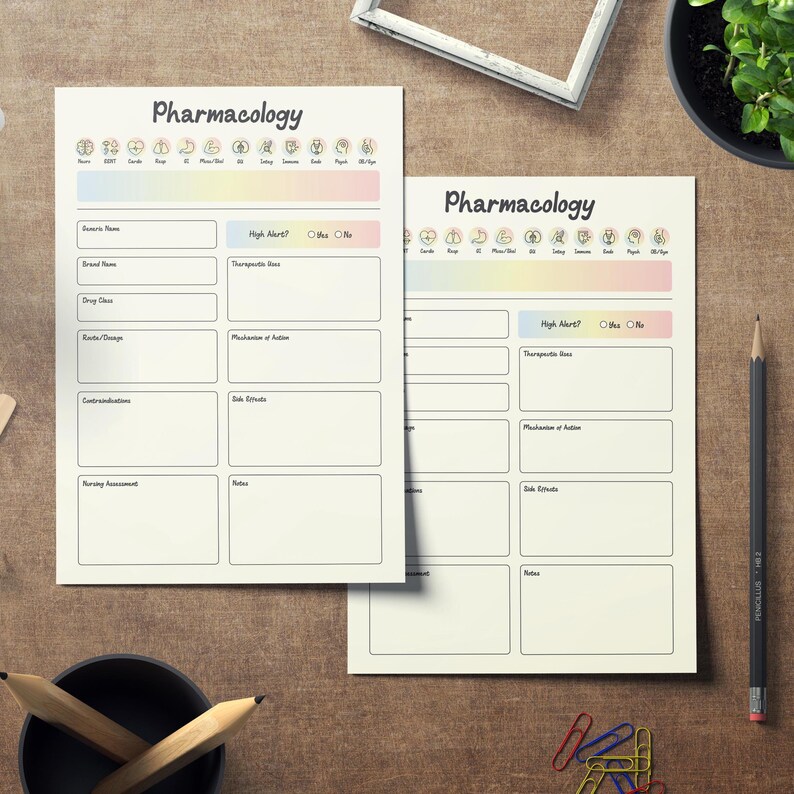 Pharmacology Template: Fillable Nursing School Study Guide (A4/US Letter PDF) - Etsy Canada