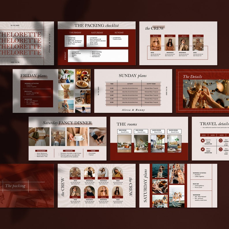Bachelorette Itinerary Powerpoint Template Bridesmaid Guide (PPT File