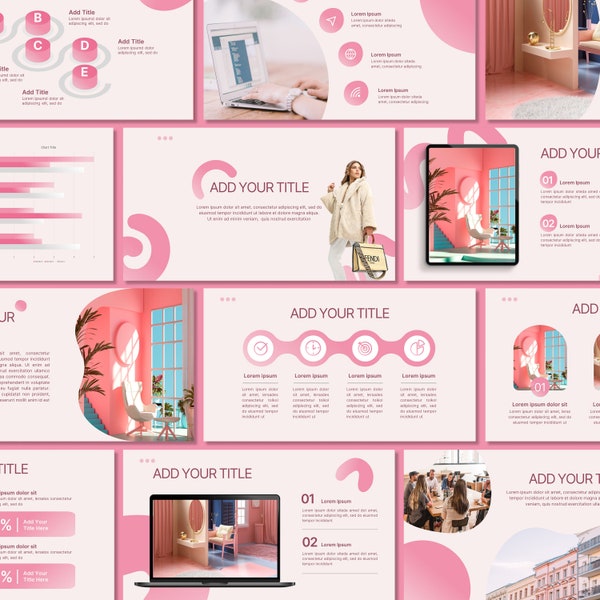Pink Powerpoint Template | PPT Magezine Style  | Business Persentation | Minimalist Templates | Picth Deck