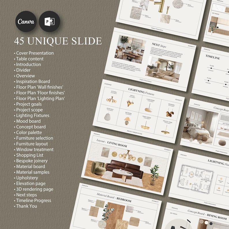 Interior Design Template | Client Presentation | Editable Powerpoint ...