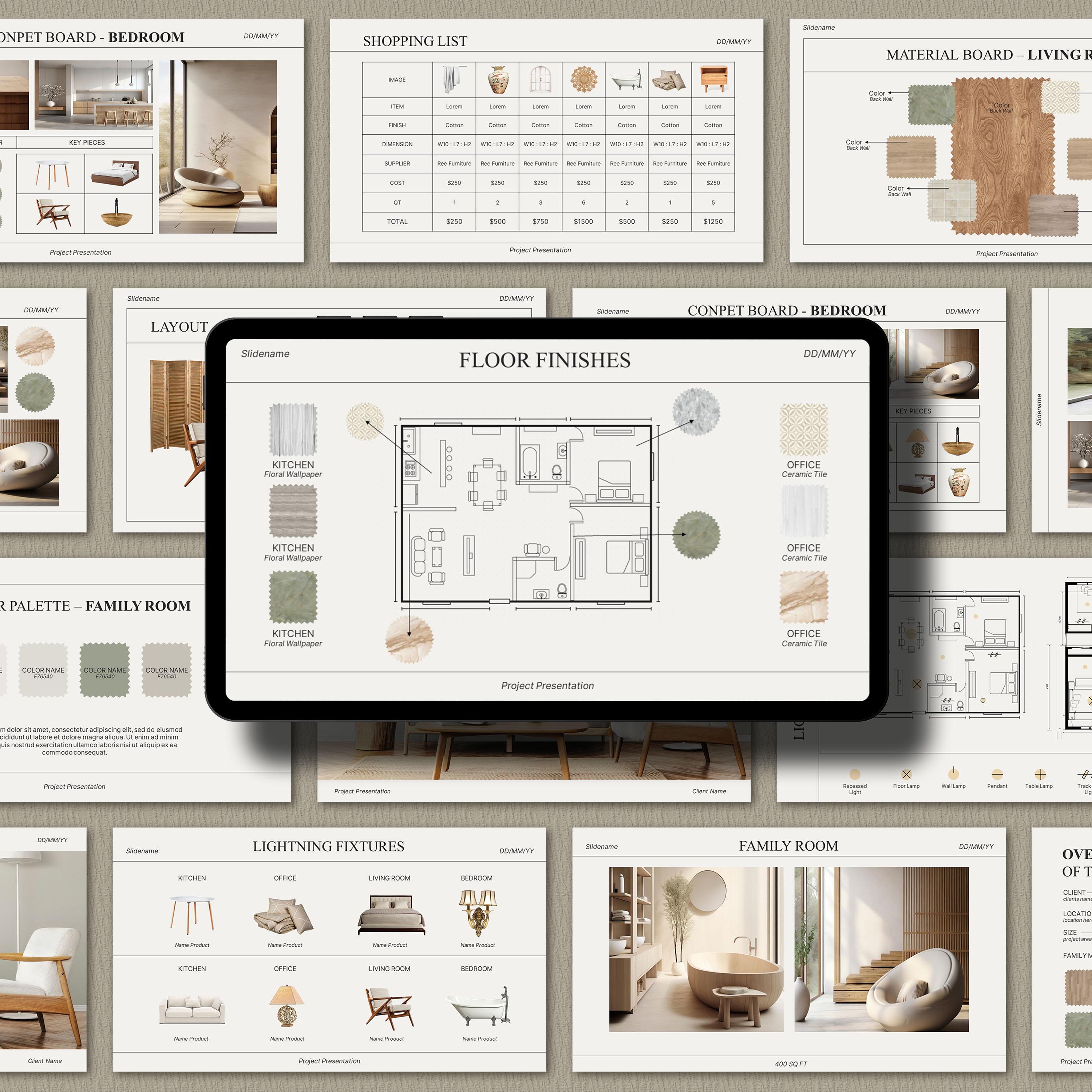 Interior Design Presentation Templates | Client Project | Moodboard and ...