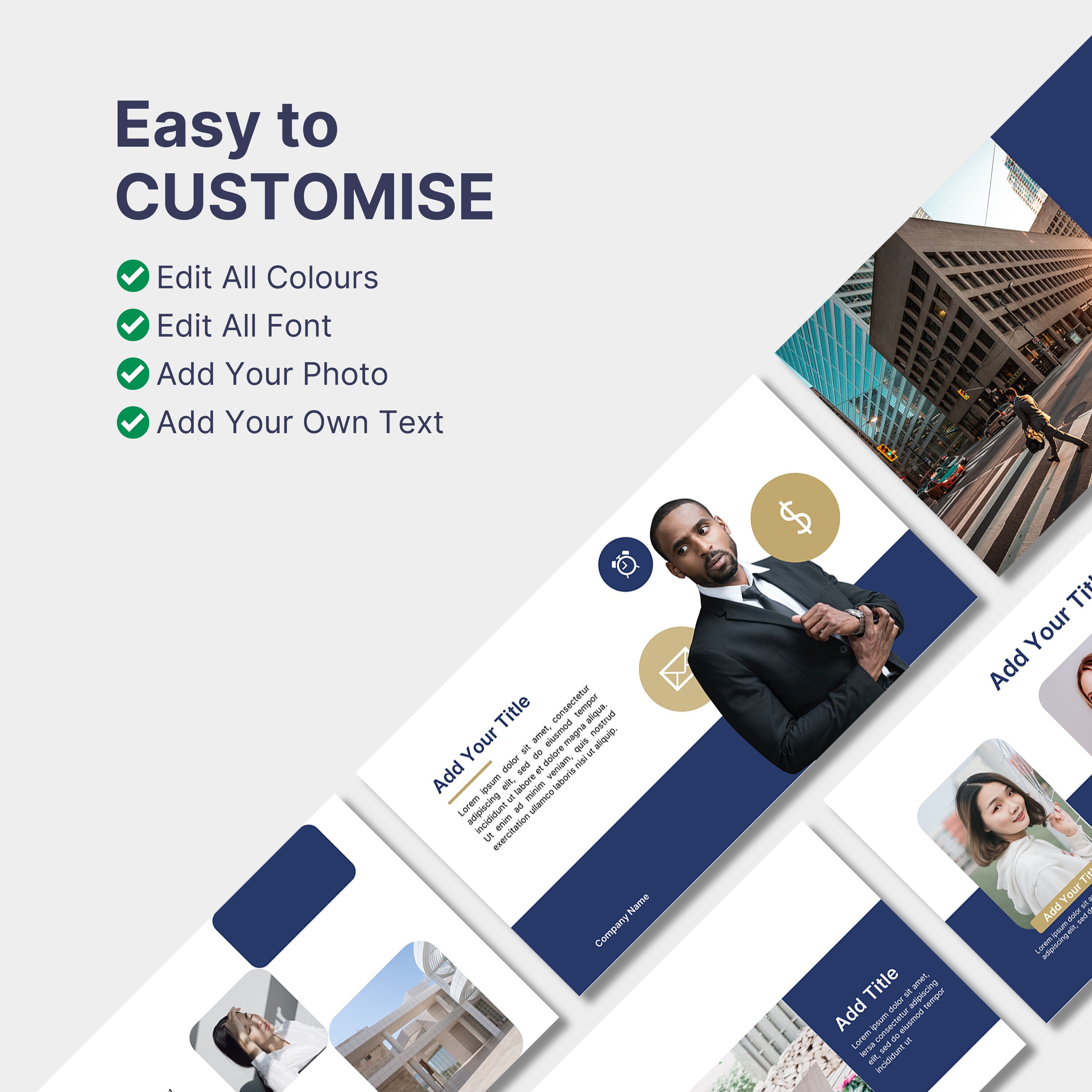 Blue and Gold Powerpoint Template PPT Templates Minimalist Persentation