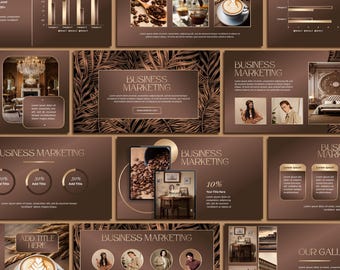 Luxury Coffee-Themed PowerPoint Template | Brown & Gold Minimalist Business Presentation | Pitch Deck PPT for Professional