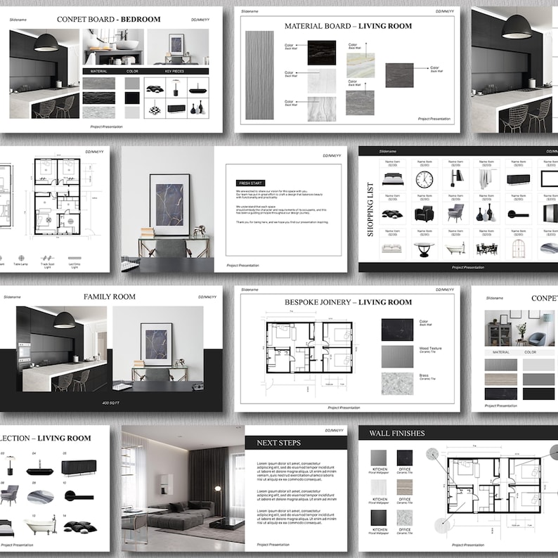 Minimalist Interior Design Presentation Template - Editable Canva ...