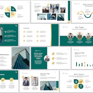 Green & Gold Business Presentation – Editable PowerPoint Template