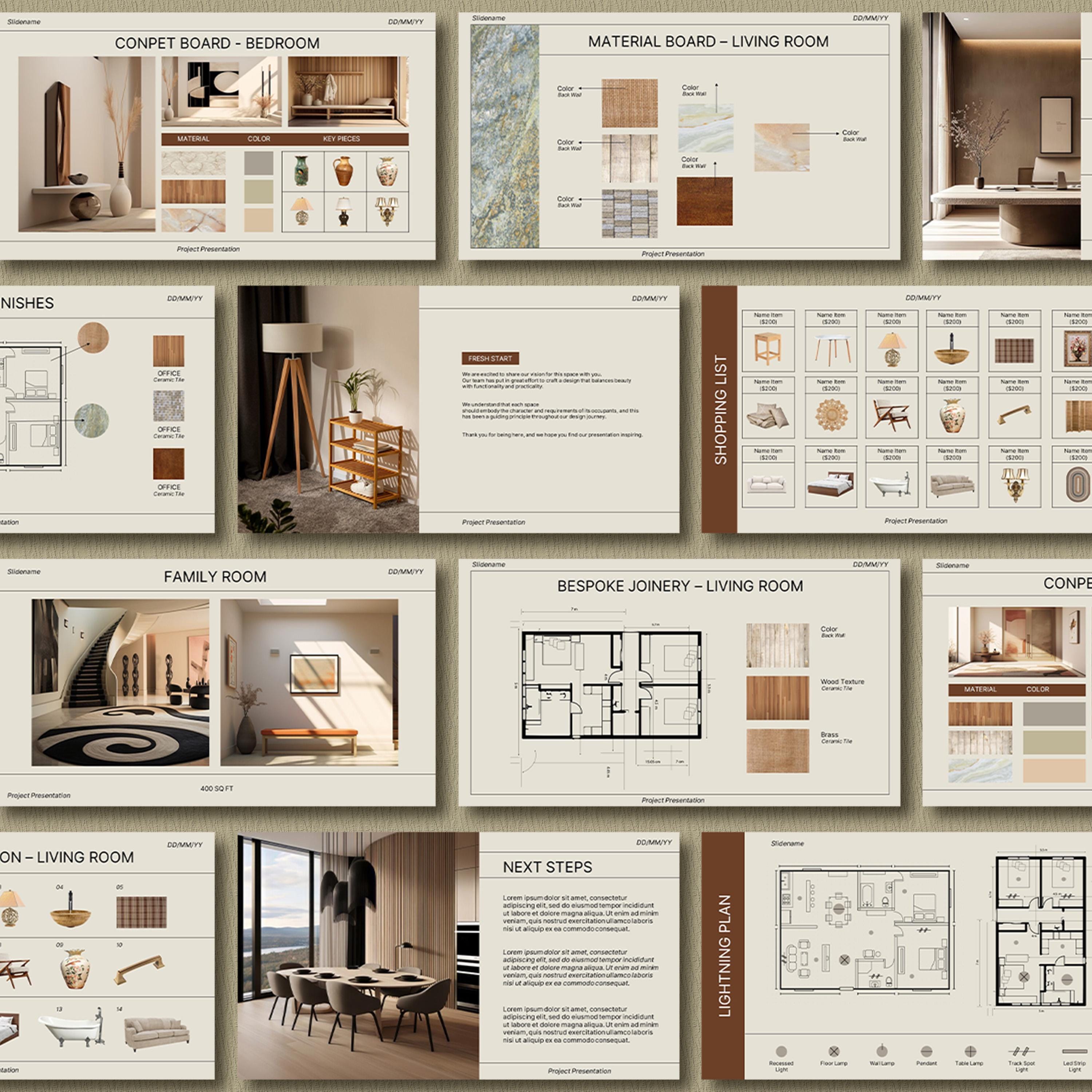 Interior Design Presentation Template | Editable Canva & Powerpoint ...