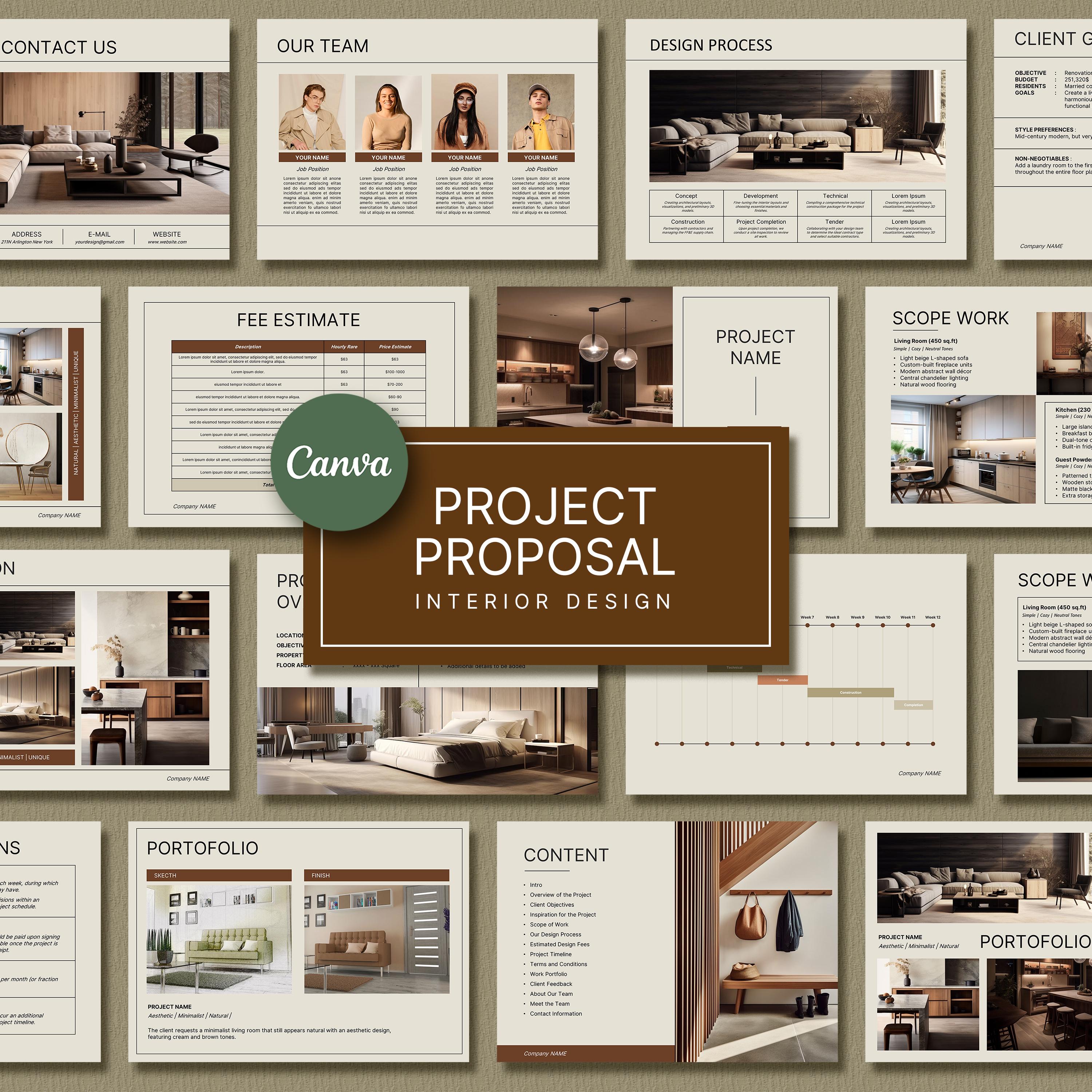 Editable Interior Design Proposal Template for Canva, Client Project - Etsy