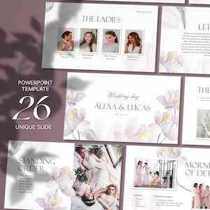 Wedding Powerpoint Template, Canva Presentation, Bridesmaid Slide, PPT Bridal Party, Event Schedule