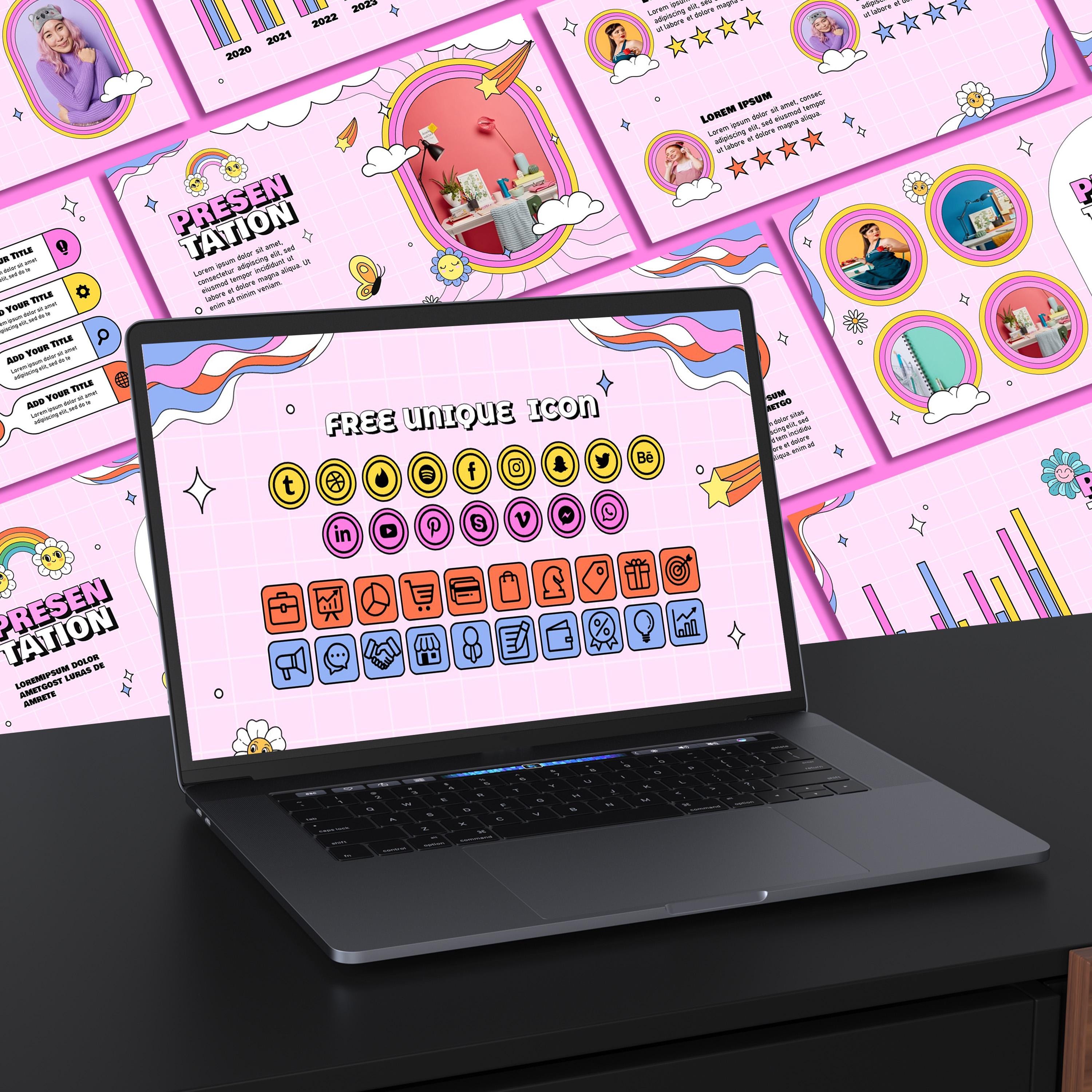 Retro 90's Powerpoint Template | Pink Vintage | PPT Modern | Business ...