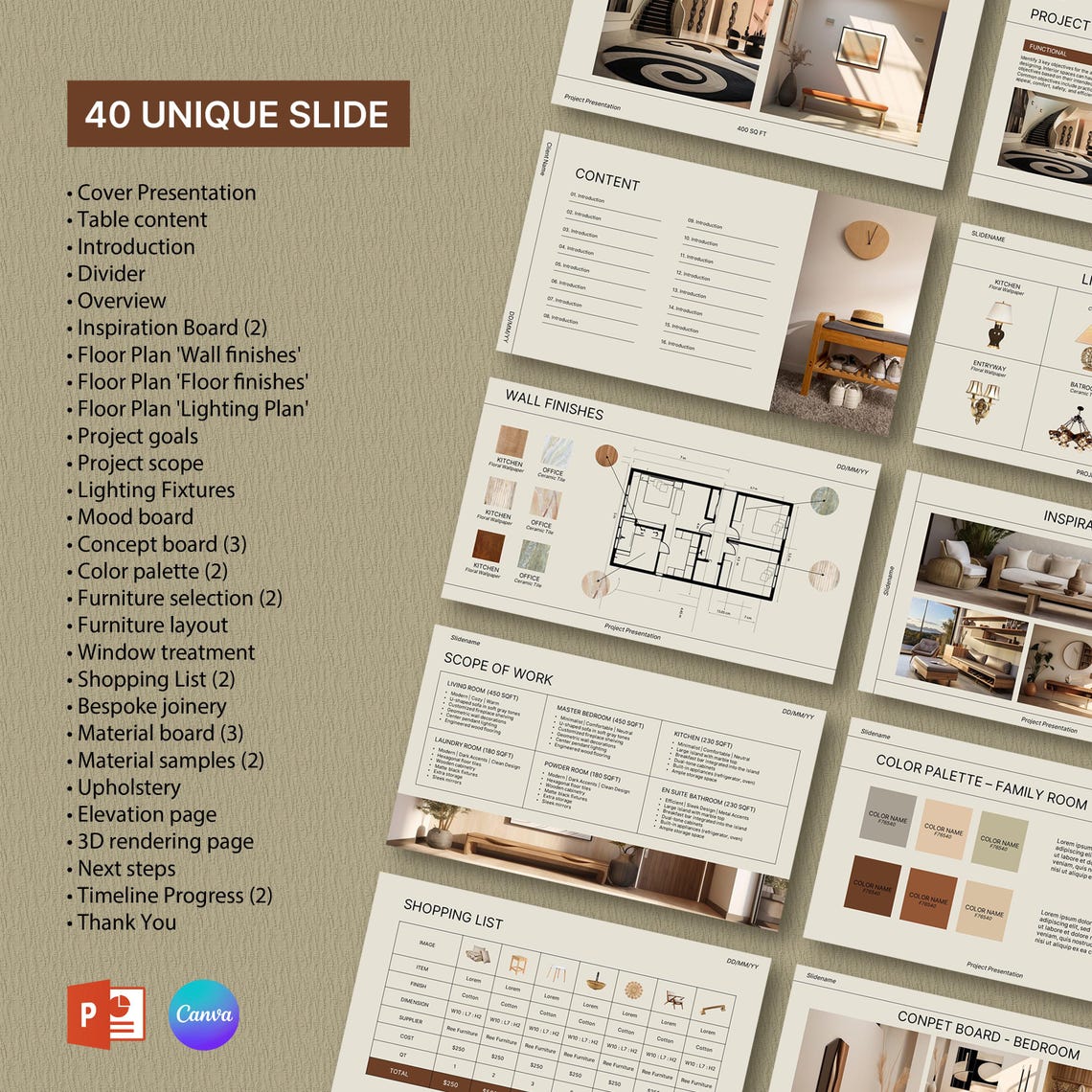 Bundle Clean Interior Design Presentation Template | Project Proposal ...
