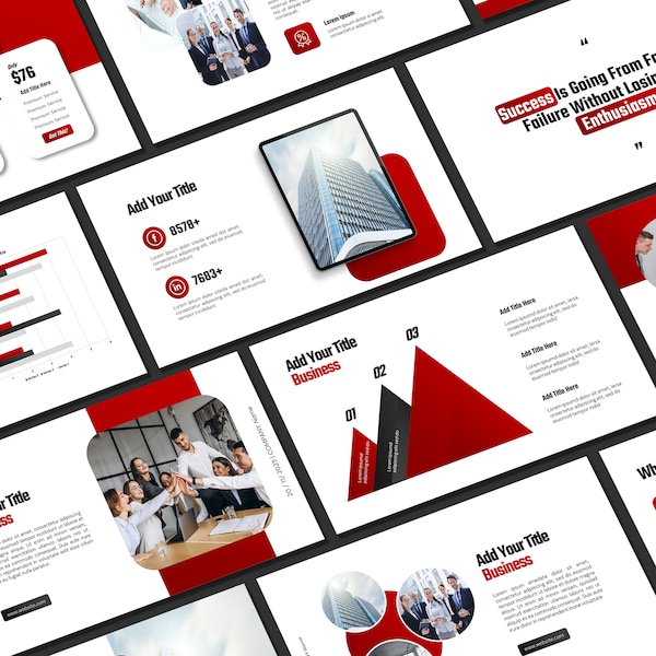 Red and Black Powerpoint Template | Business Presentation | PPT Minimalist | Marketing Strategy | Pitch Deck