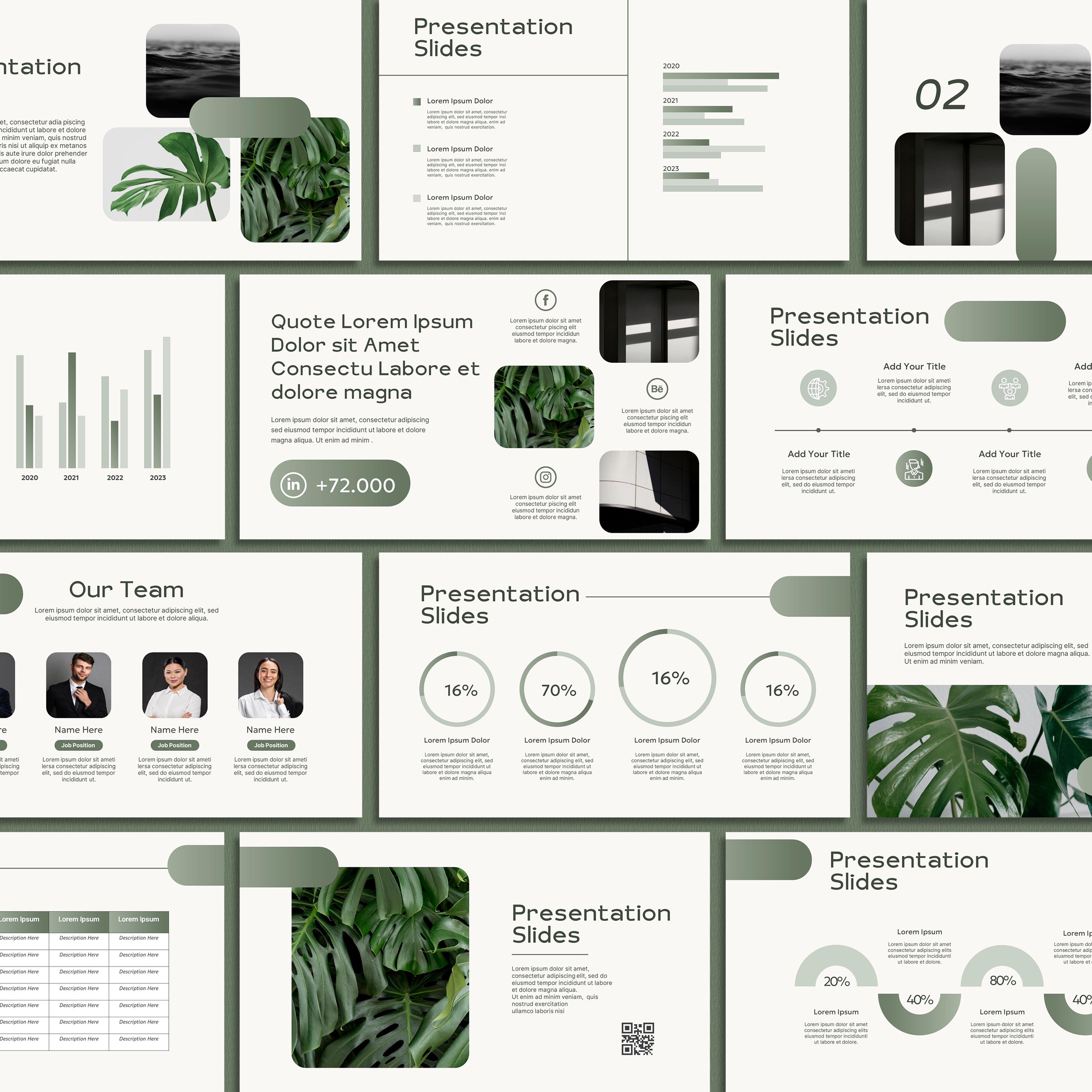 Minimalist Clean Green Plant Business Powerpoint Template - Elegant ...