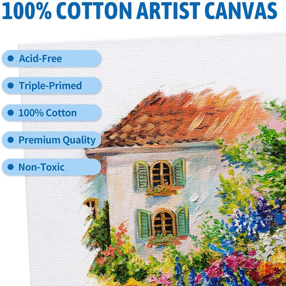 FIXSMITH-Painting-Canvas-Panels,8x10 inch Canvas Board Super Value 12 Pack Canvases,100% Cotton,Primed Canvas Panel,Acid Free,Artist Canvas Boards for