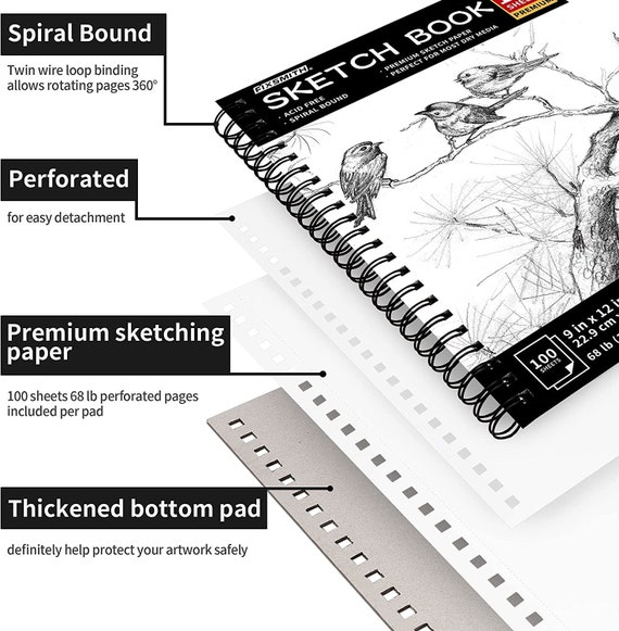 1 Sketchbook, Top-quality Spiral-bound Sketchbook, Acid-free Art